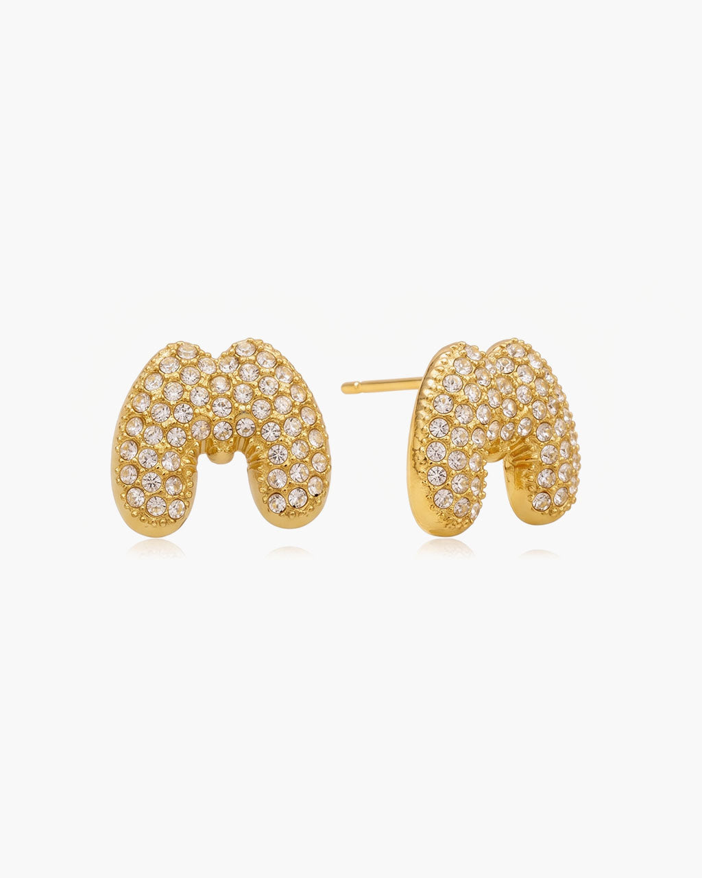 Pavé Bubble Initial Stud Waterproof Gold Earrings