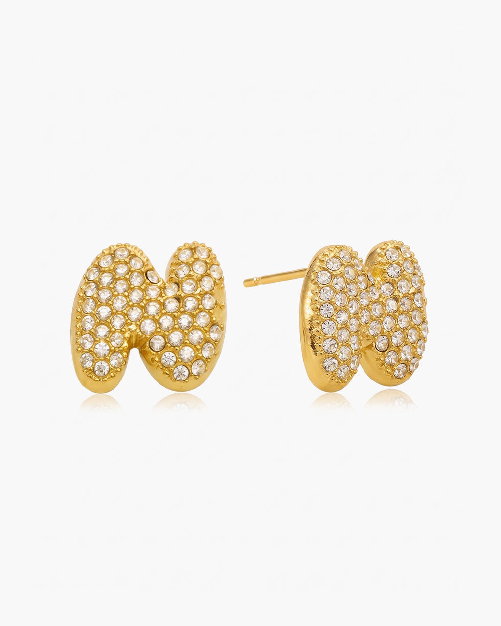 Pavé Bubble Initial Stud Waterproof Gold Earrings