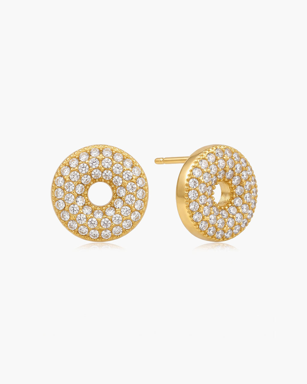 Pavé Bubble Initial Stud Waterproof Gold Earrings