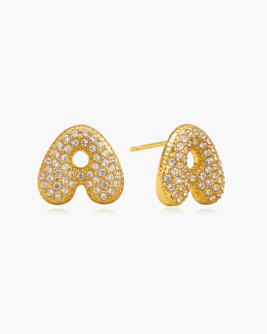 Pavé Bubble Initial Stud Waterproof Gold Earrings