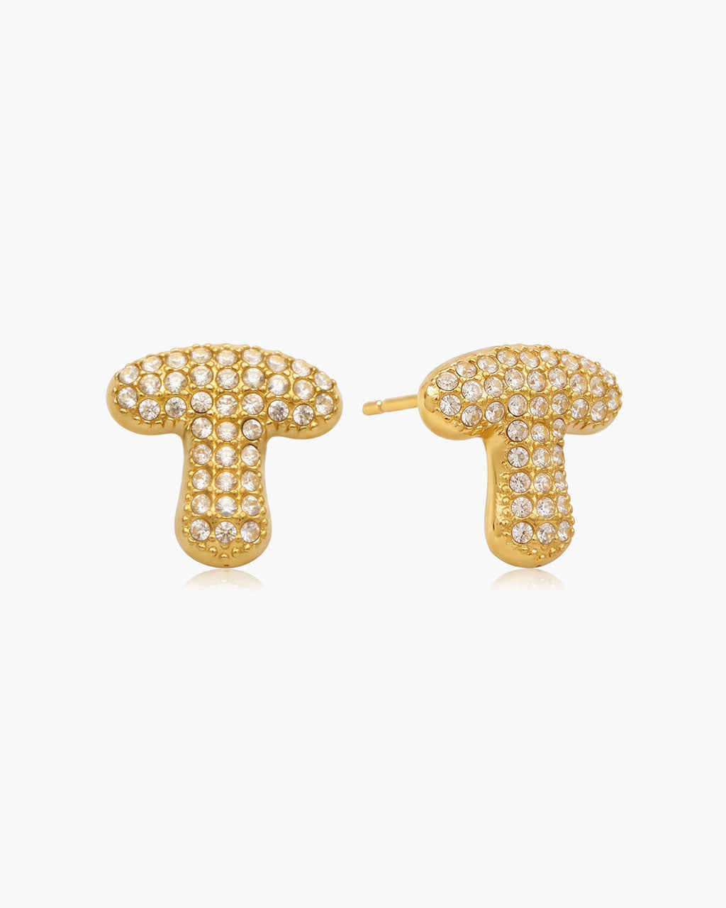 Pavé Bubble Initial Stud Waterproof Gold Earrings