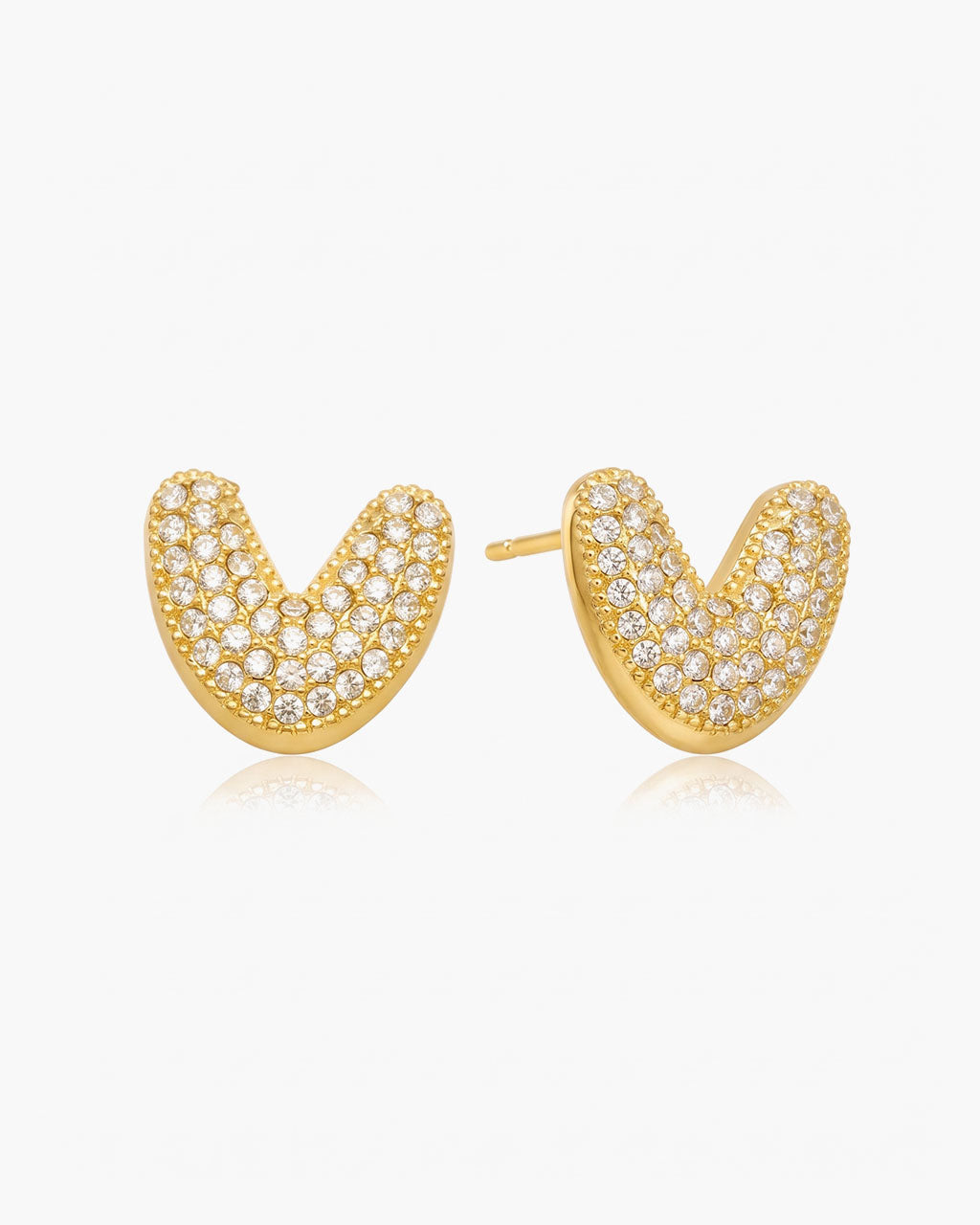 Pavé Bubble Initial Stud Waterproof Gold Earrings