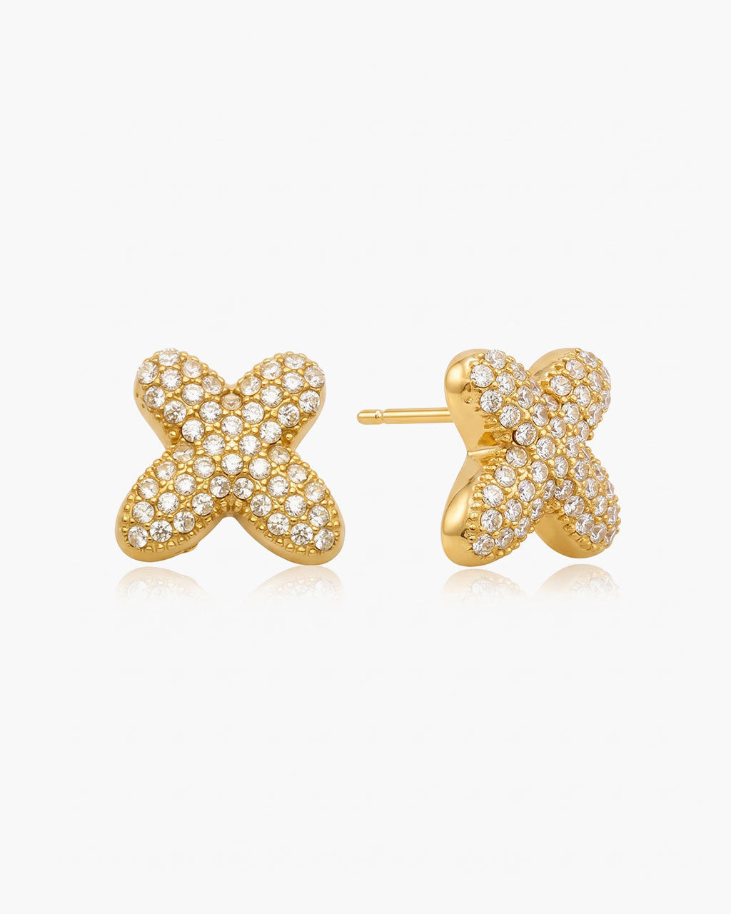 Pavé Bubble Initial Stud Waterproof Gold Earrings