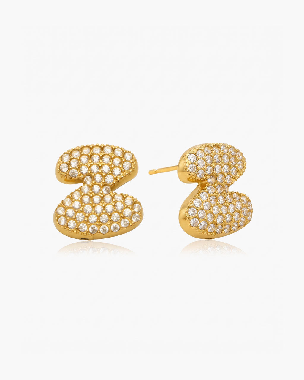 Pavé Bubble Initial Stud Waterproof Gold Earrings