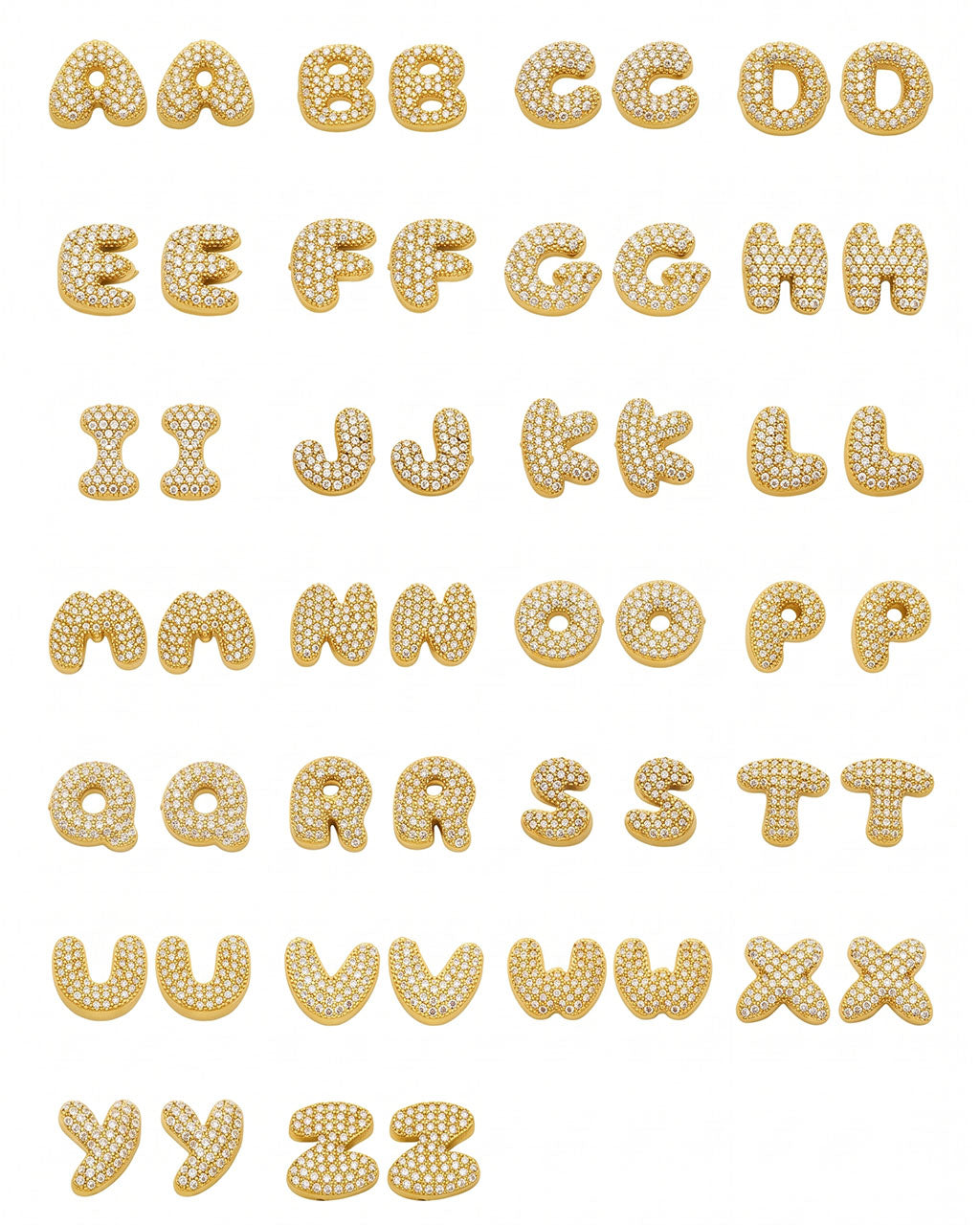 Pavé Bubble Initial Stud Waterproof Gold Earrings