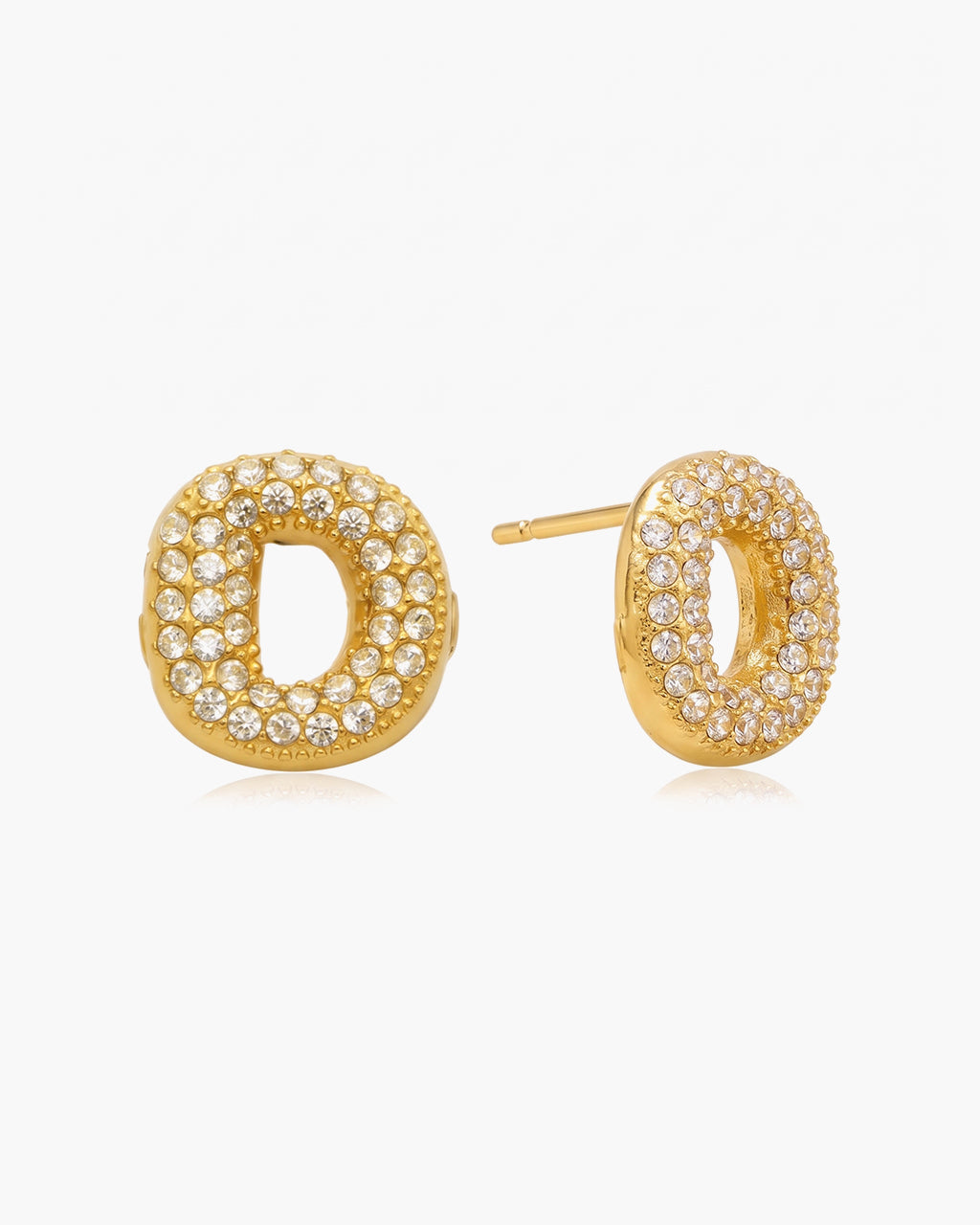 Pavé Bubble Initial Stud Waterproof Gold Earrings