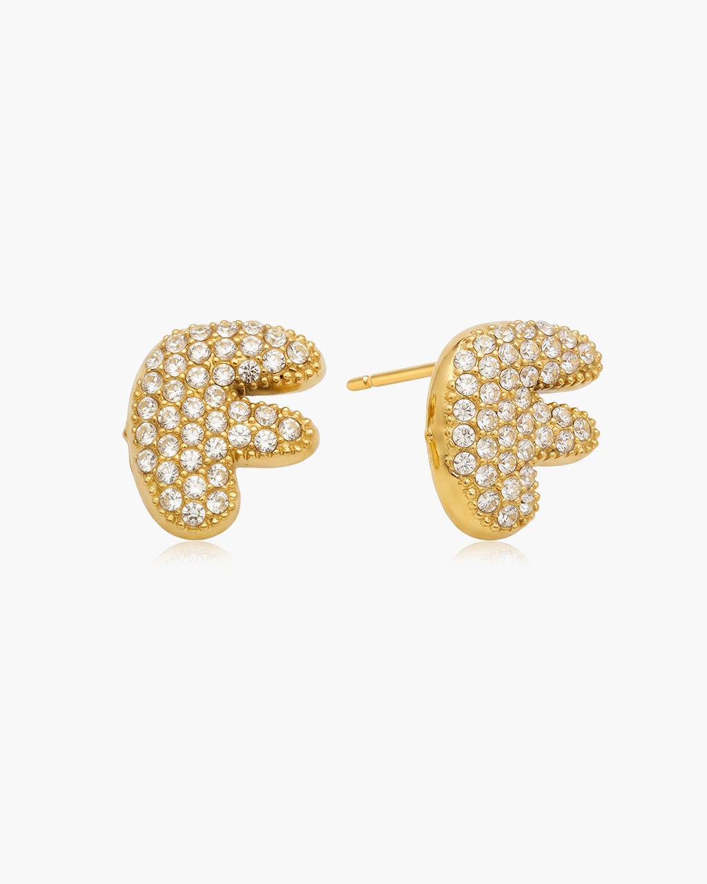 Pavé Bubble Initial Stud Waterproof Gold Earrings