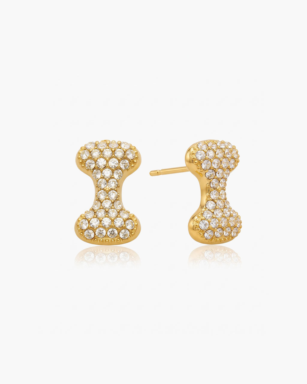Pavé Bubble Initial Stud Waterproof Gold Earrings