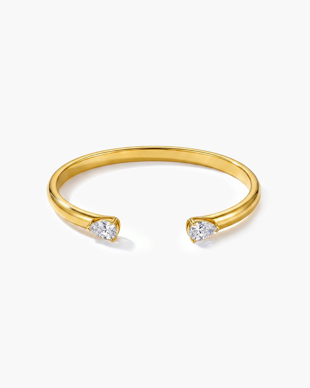 Pear Cut Simulated Diamond Cuff Waterproof Gold Bangle