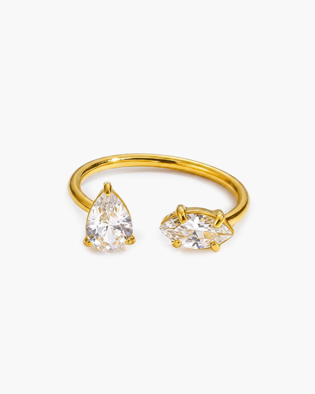 Pear & Marquise Cut Toi Et Moi Waterproof Gold Ring