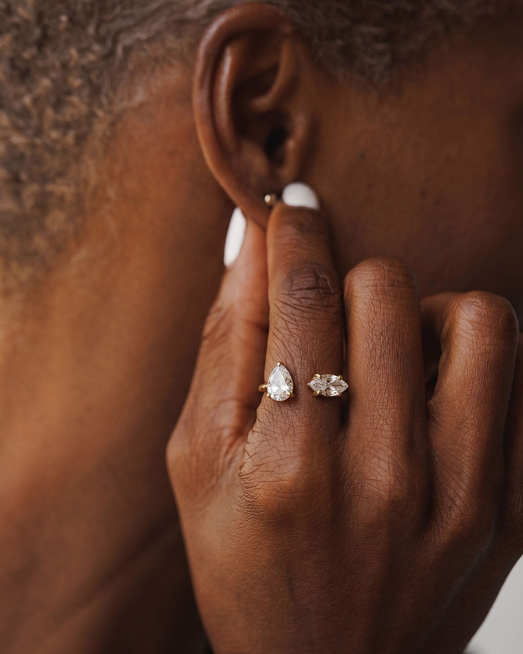Pear & Marquise Cut Toi Et Moi Waterproof Gold Ring