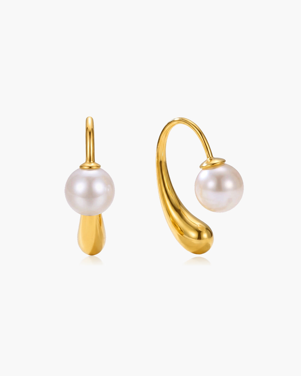 Pearl & Gold Droplet Threader Waterproof Gold Earrings