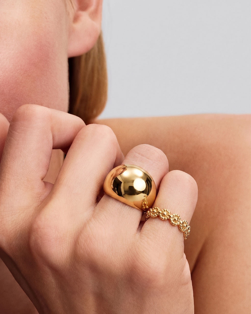 Polished Chunky Dome Gold Waterproof Statement Ring