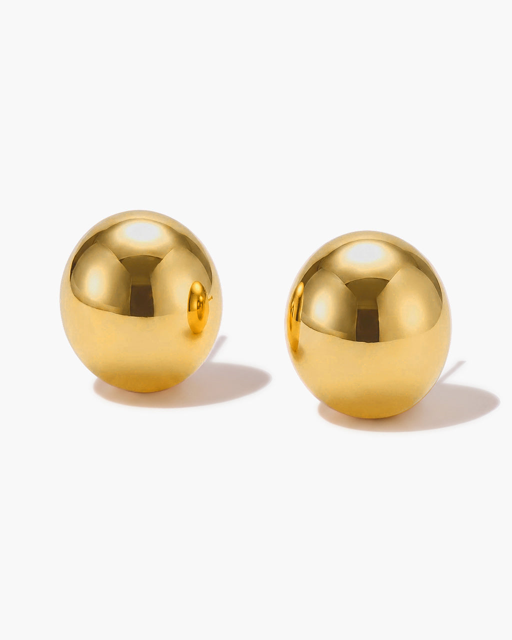 Polished Chunky Dome Stud Waterproof Gold Earrings