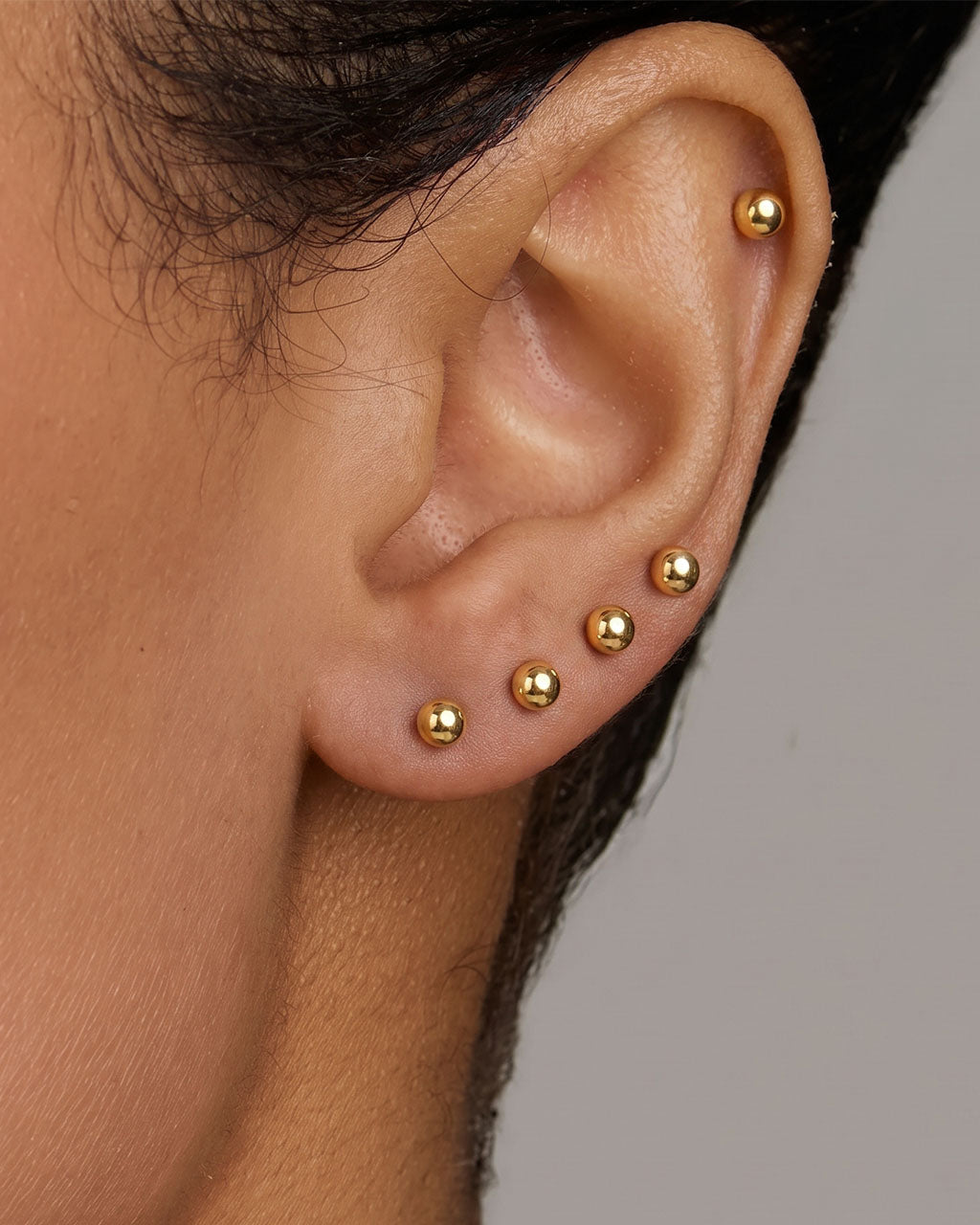 Polished Mini Ball Piercing Waterproof Gold Earrings