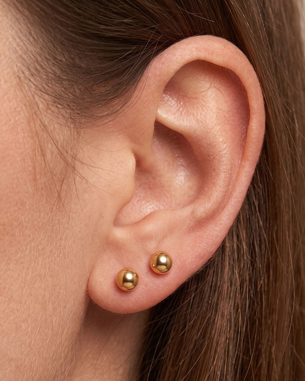 Polished Mini Ball Piercing Waterproof Gold Earrings