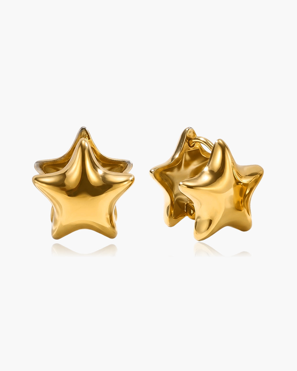 Puffy Charm Illusion Hoop Waterproof Gold Earrings