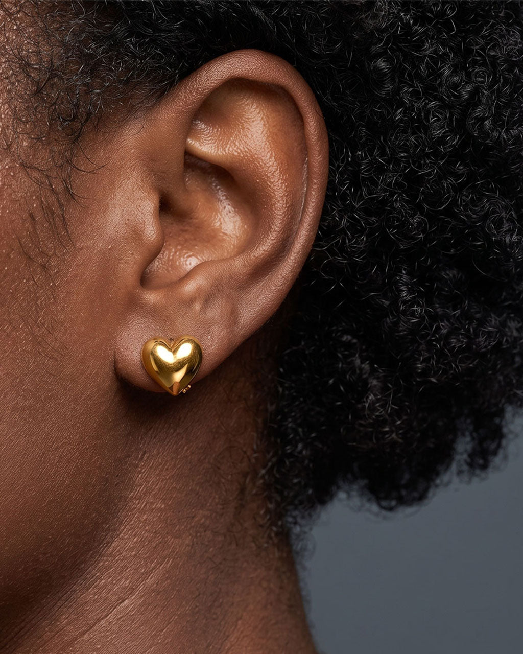 Puffy Charm Illusion Hoop Waterproof Gold Earrings