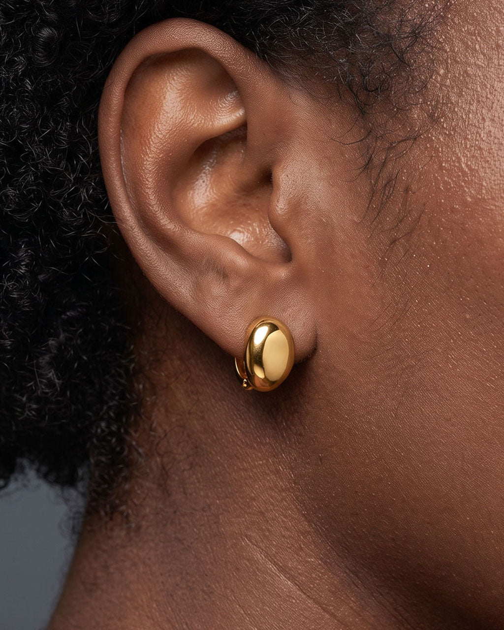 Puffy Charm Illusion Hoop Waterproof Gold Earrings