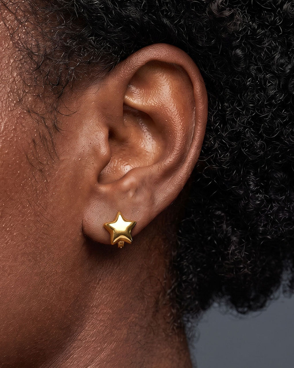 Puffy Charm Illusion Hoop Waterproof Gold Earrings