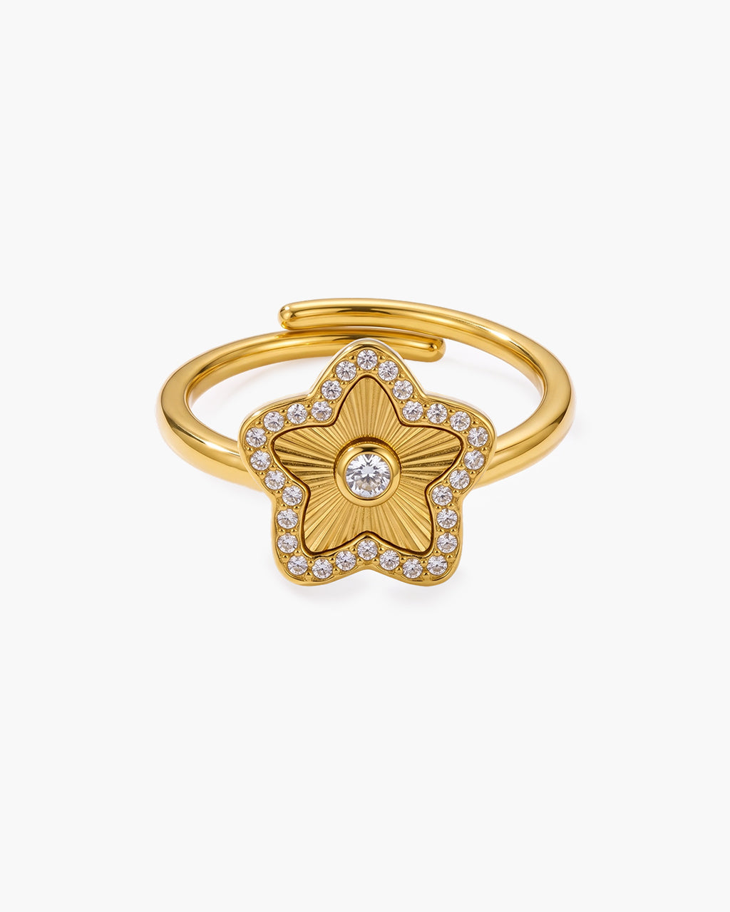 Radiant Halo Icon Adjustable Waterproof Gold Ring