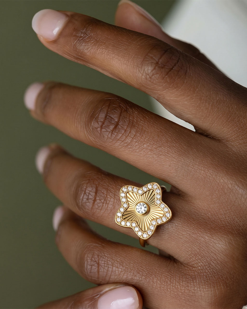 Radiant Halo Icon Adjustable Waterproof Gold Ring
