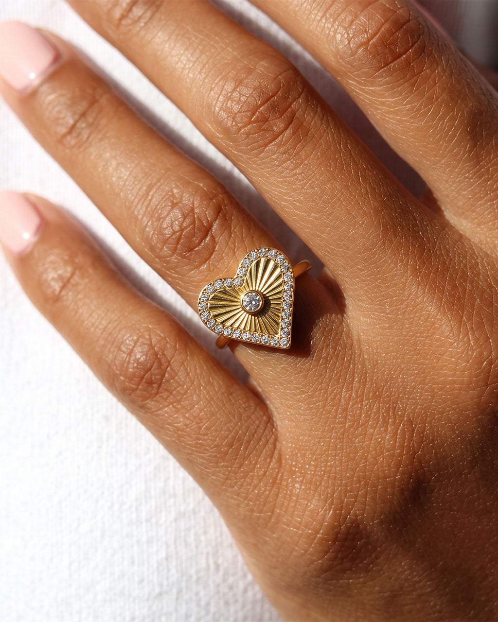 Radiant Halo Icon Adjustable Waterproof Gold Ring