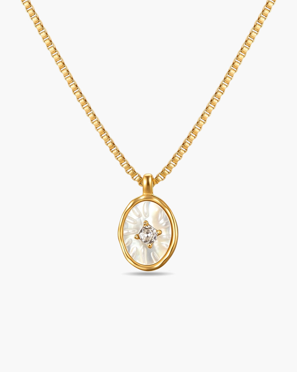 Radiant Stone Mother of Pearl Waterproof Gold Necklace