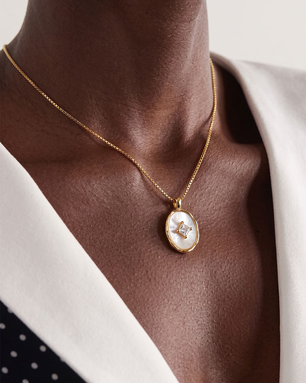 Radiant Stone Mother of Pearl Waterproof Gold Necklace