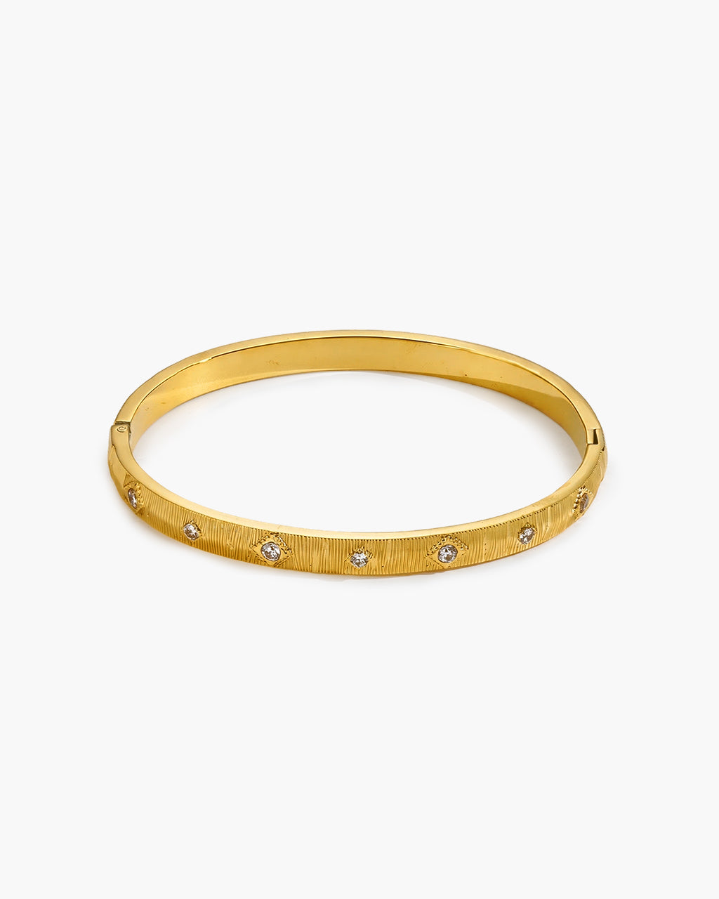 Riggle Oval Simulated Diamond Waterproof Gold Bangle