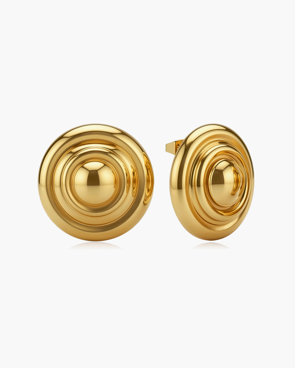 Swirl Dome Statement Stud Waterproof Gold Earrings