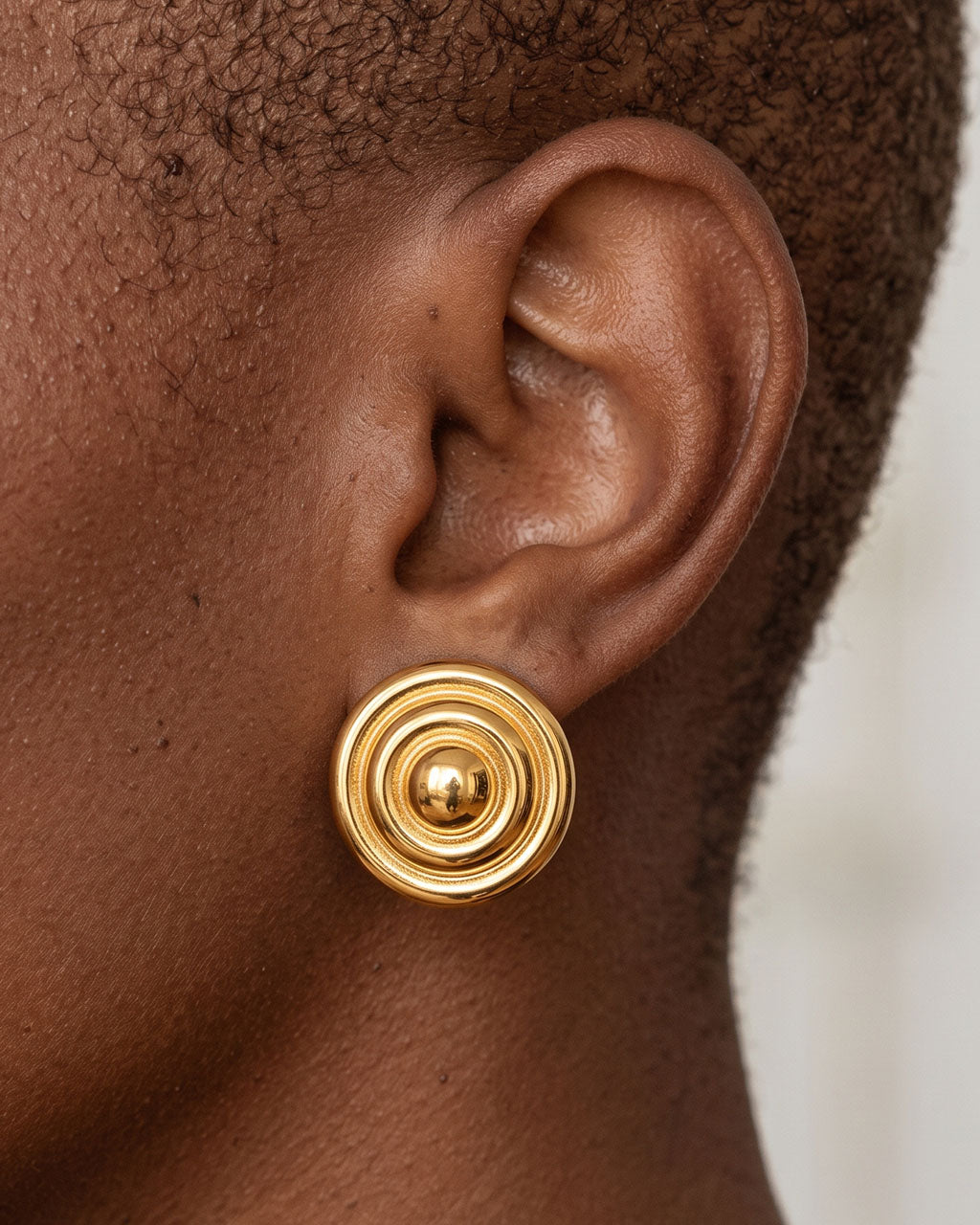 Swirl Dome Statement Stud Waterproof Gold Earrings