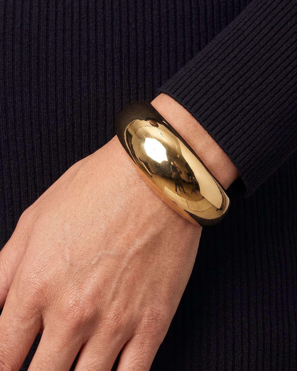 Sculpted Chunky Dome Cuff Waterproof Gold Bangle