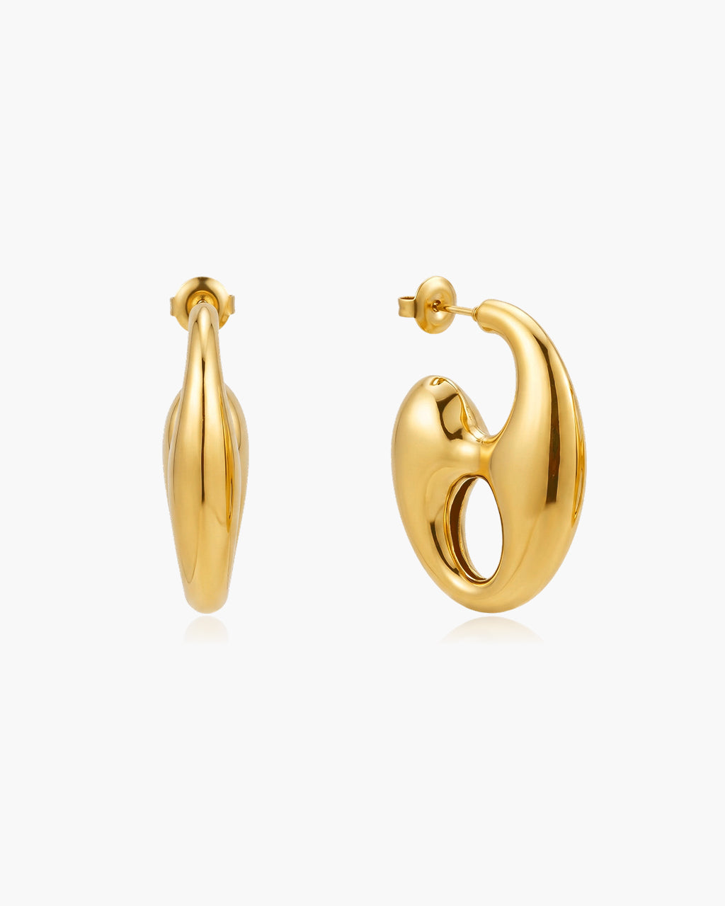 Sculptural Open Center Stud Waterproof Gold Earrings