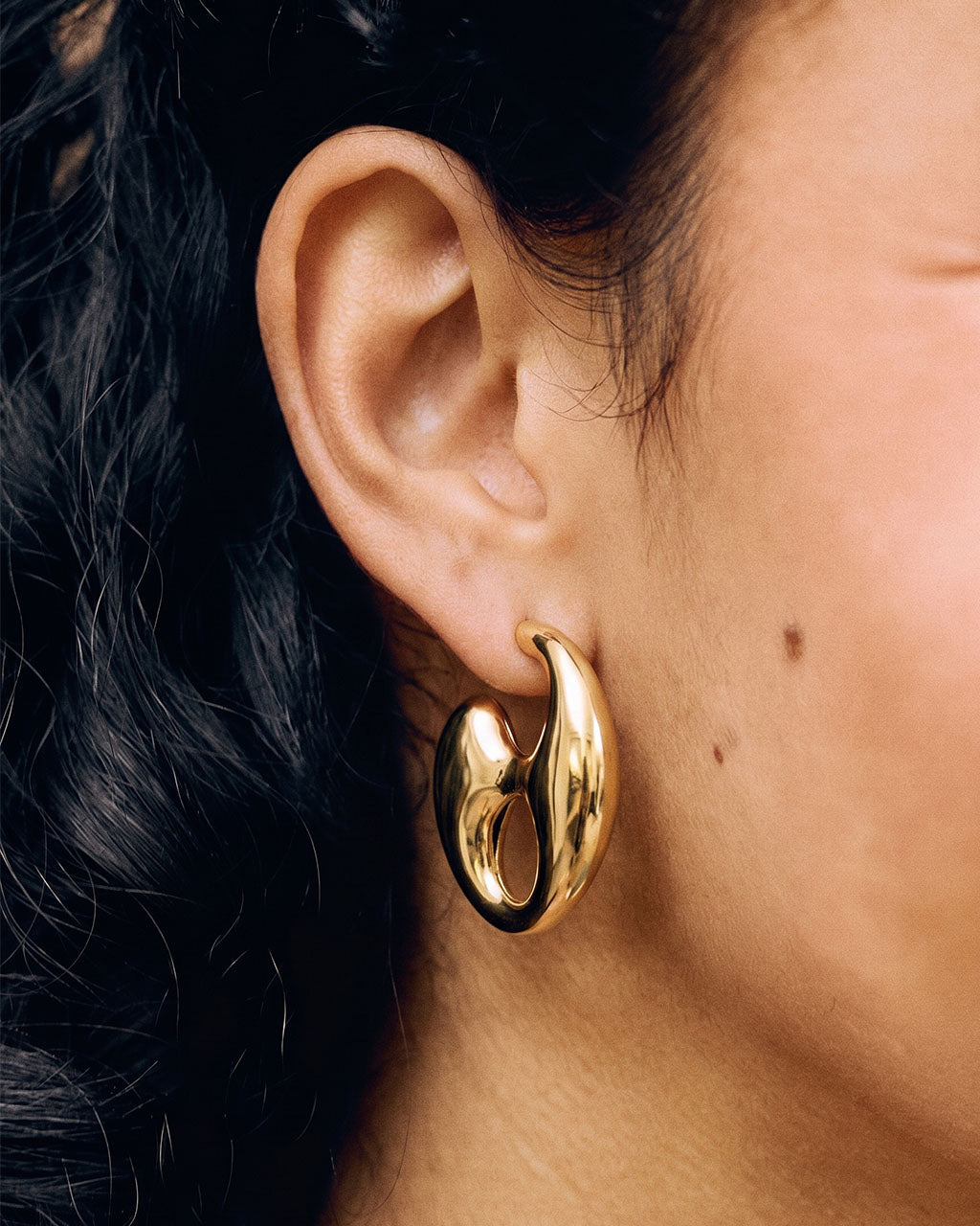 Sculptural Open Center Stud Waterproof Gold Earrings