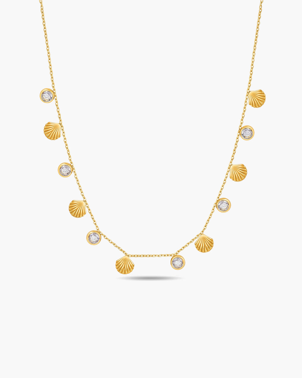 Seashell Sparkle Stone Choker Waterproof Gold Necklace