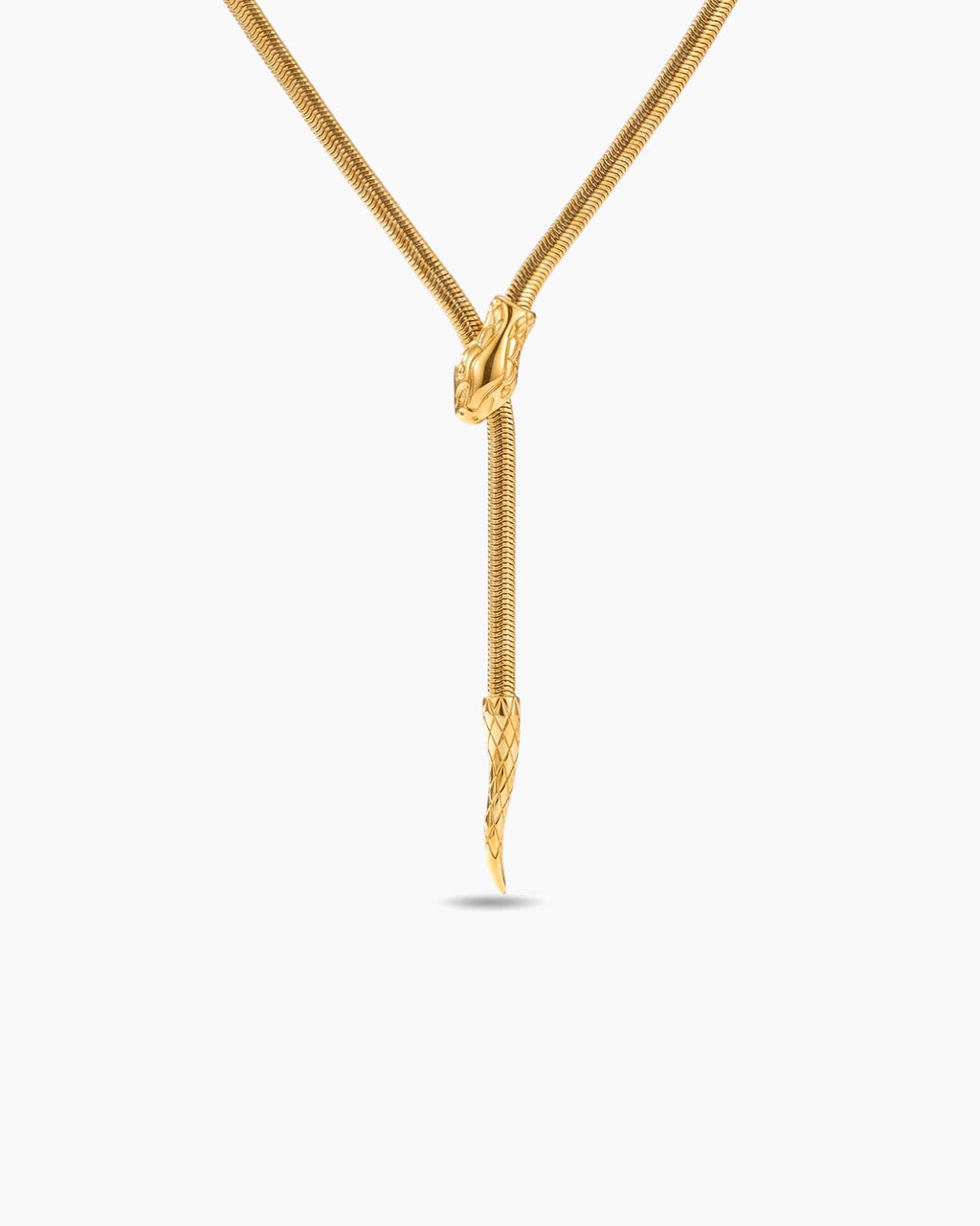 Serpent Drop Lariat Y Waterproof Gold Necklace