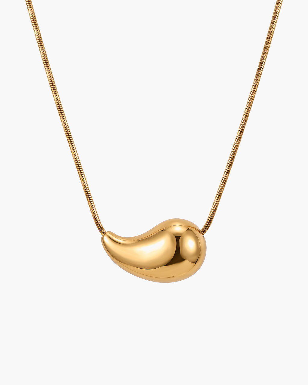 Sideways Teardrop Pendant Waterproof Gold Necklace