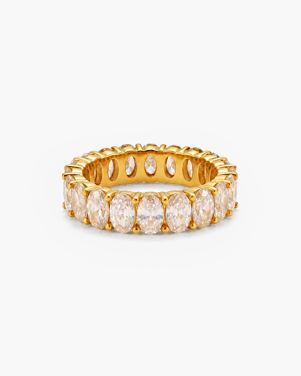 Simulated Diamond Oval Waterproof Gold Eternity Ring