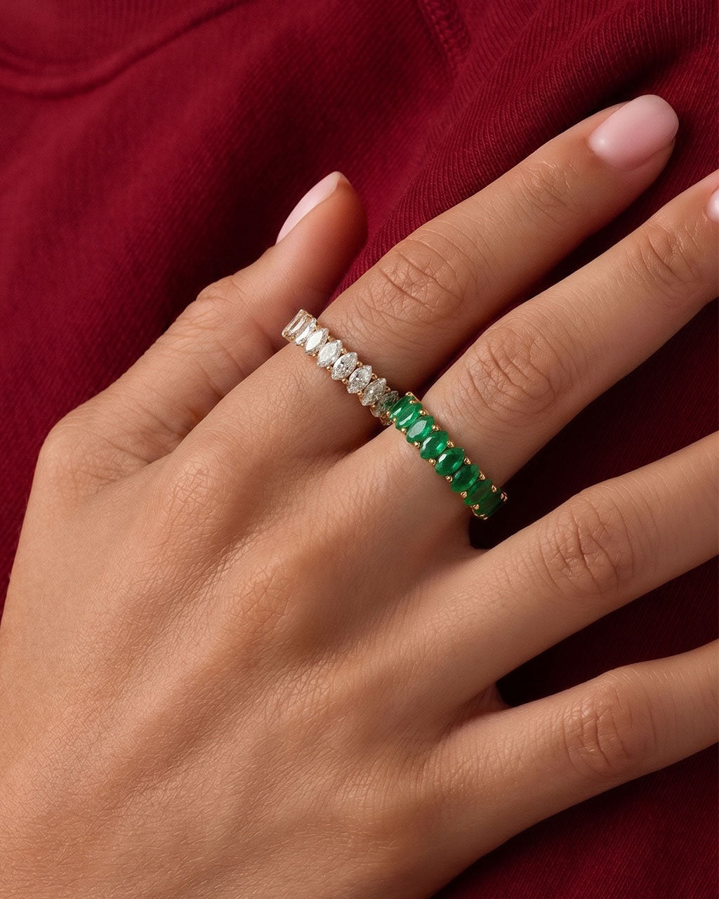 Simulated Diamond Oval Waterproof Gold Eternity Ring