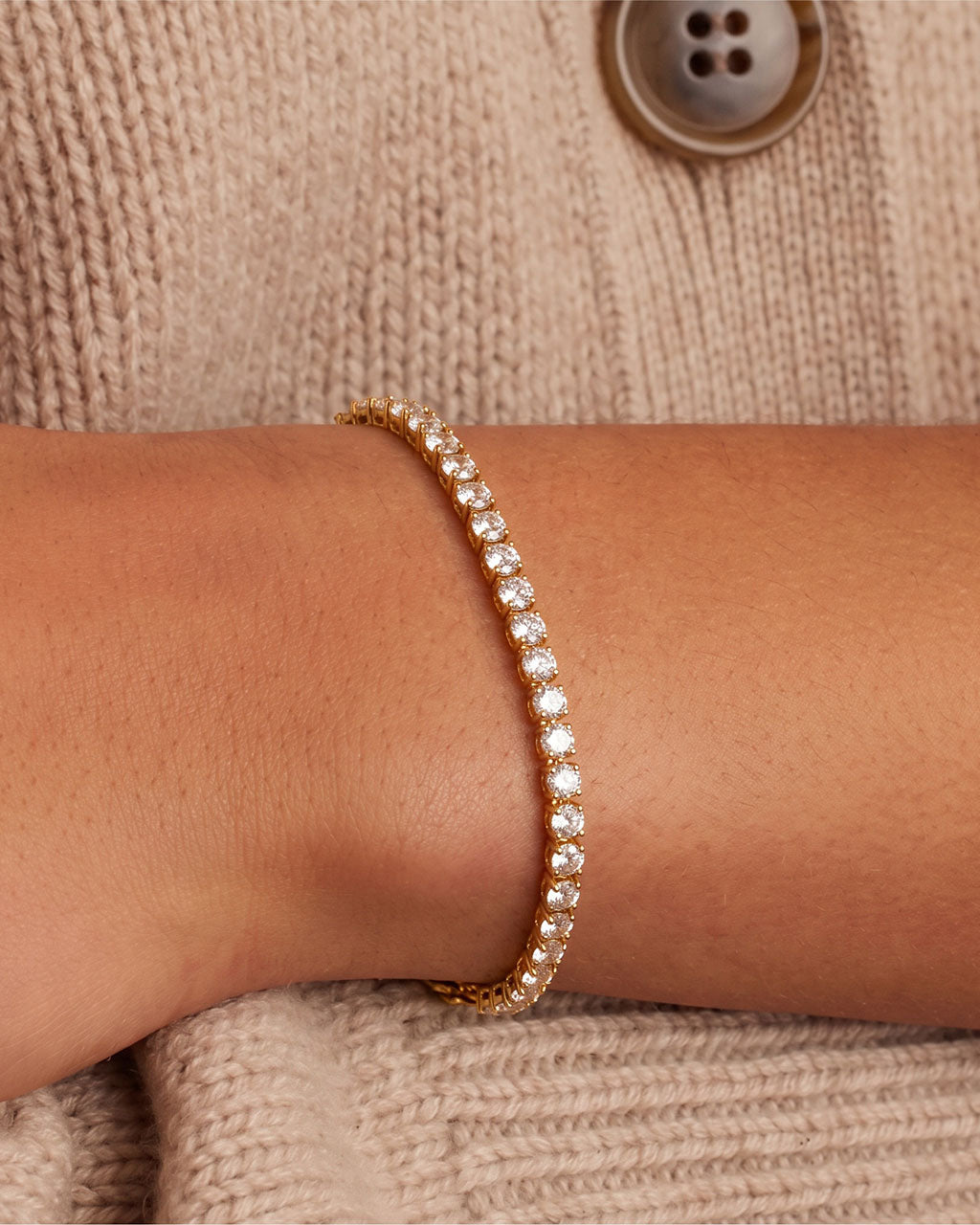 Simulated Diamond Waterproof Gold Tennis Bracelet