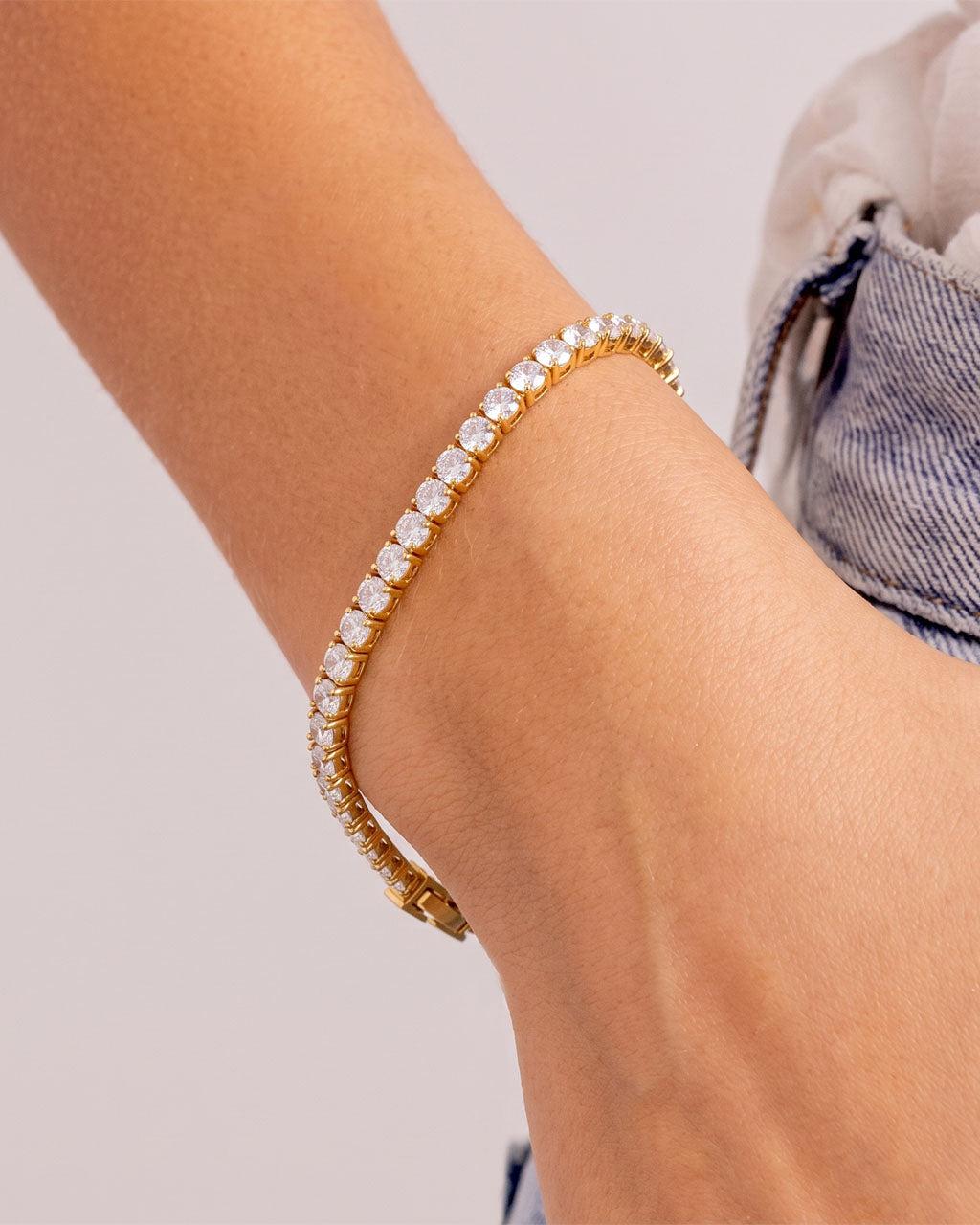 Simulated Diamond Waterproof Gold Tennis Bracelet
