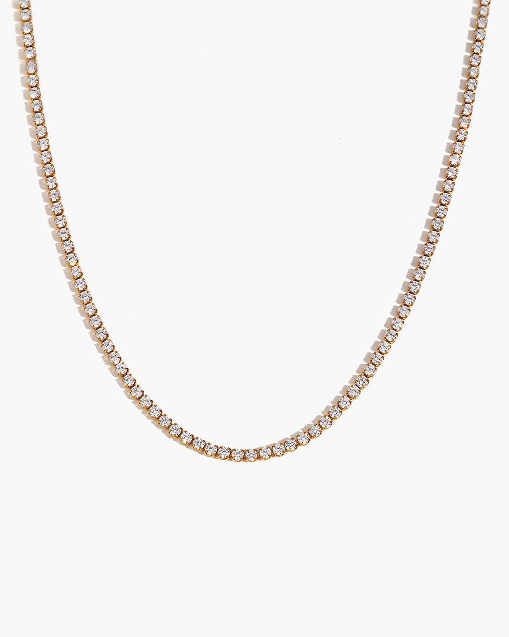 Simulated Diamond Waterproof Gold Tennis Necklace