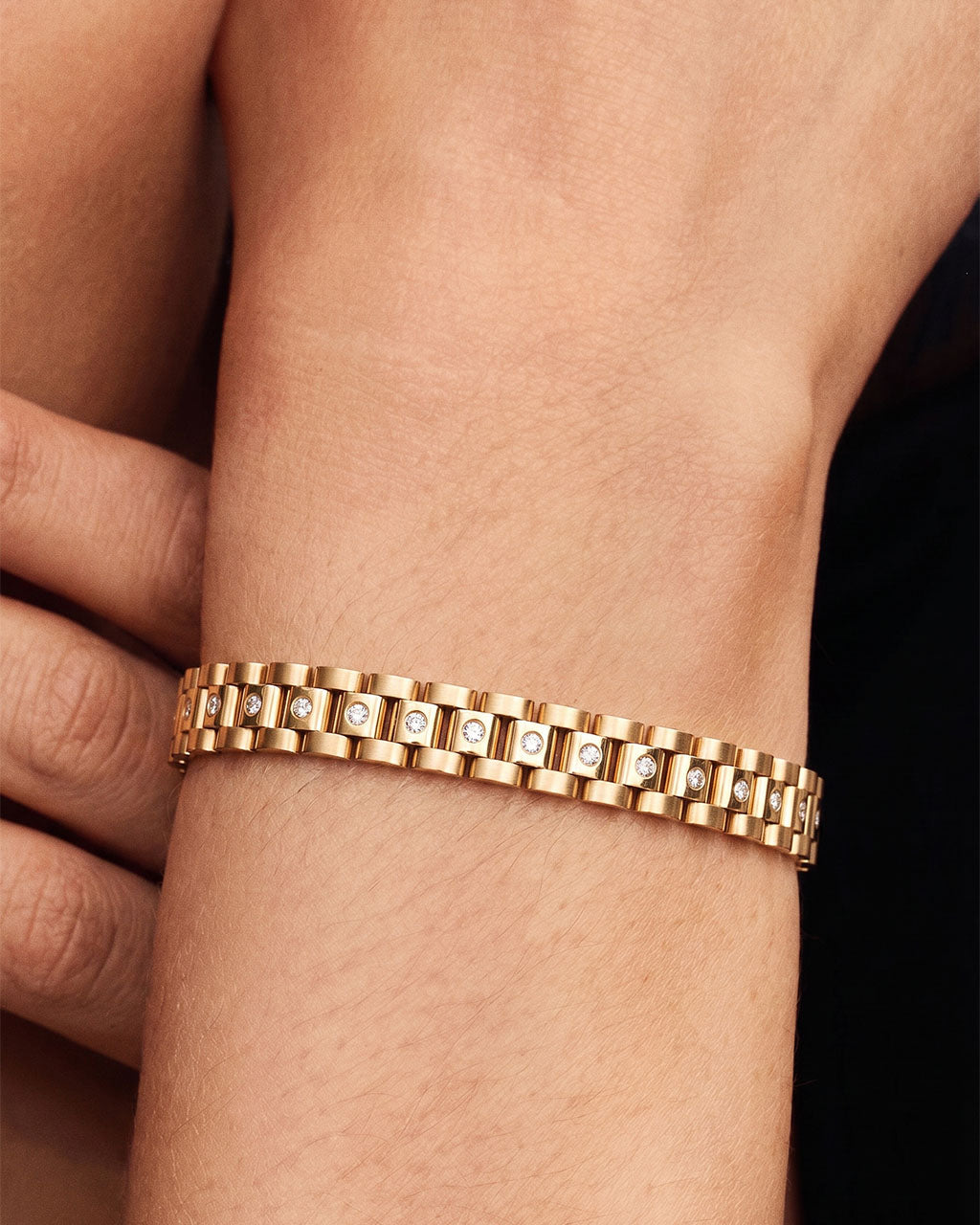 Simulated Diamond Watch Band Waterproof Gold Bracelet