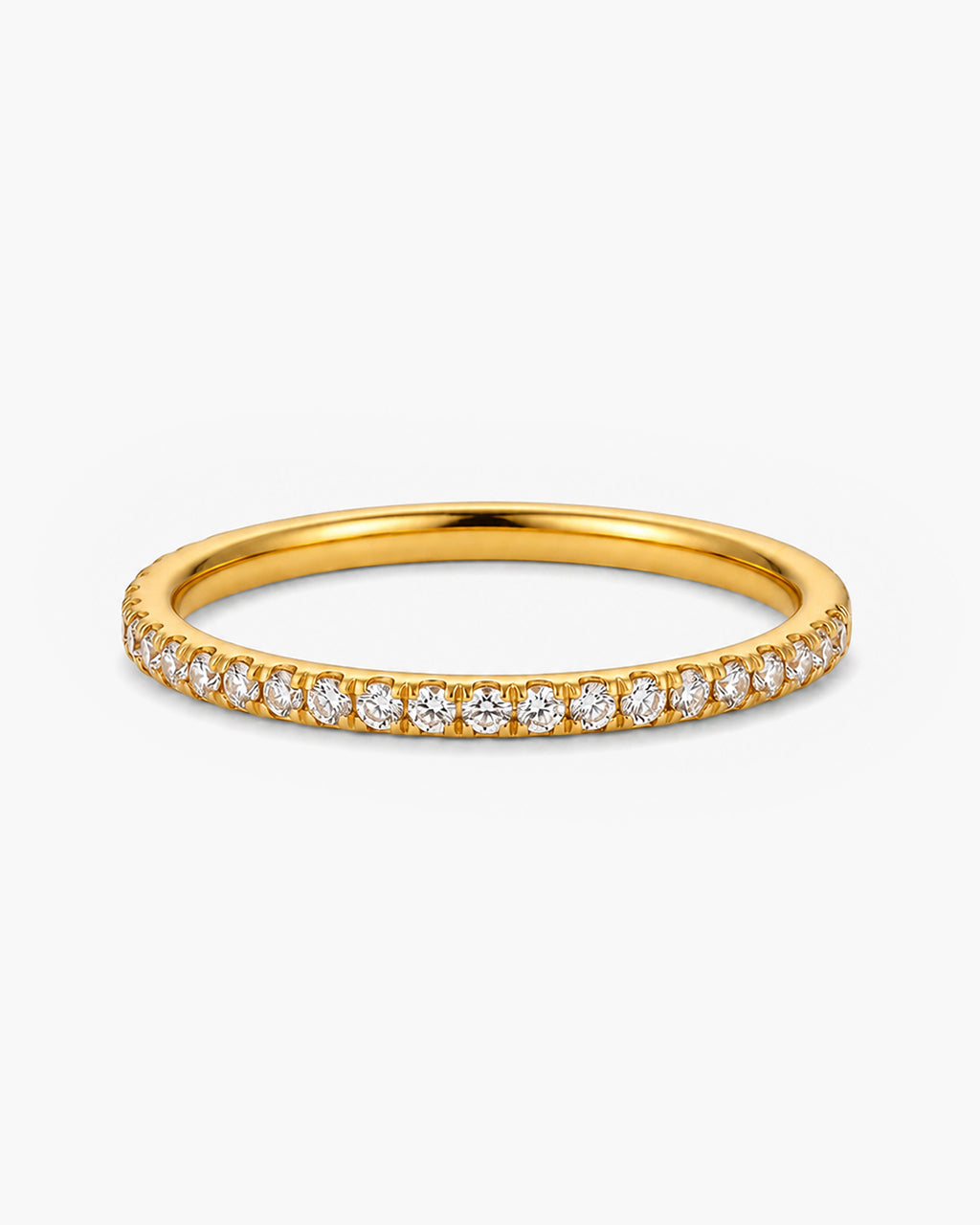 Slim Simulated Diamond Pavé Band Waterproof Gold Ring