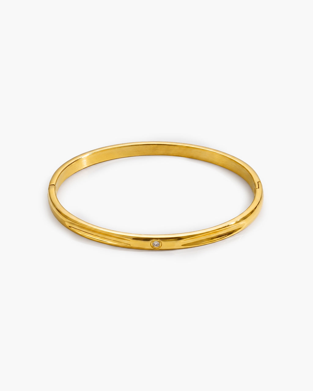 Solitaire Simulated Diamond Waterproof Gold Bangle