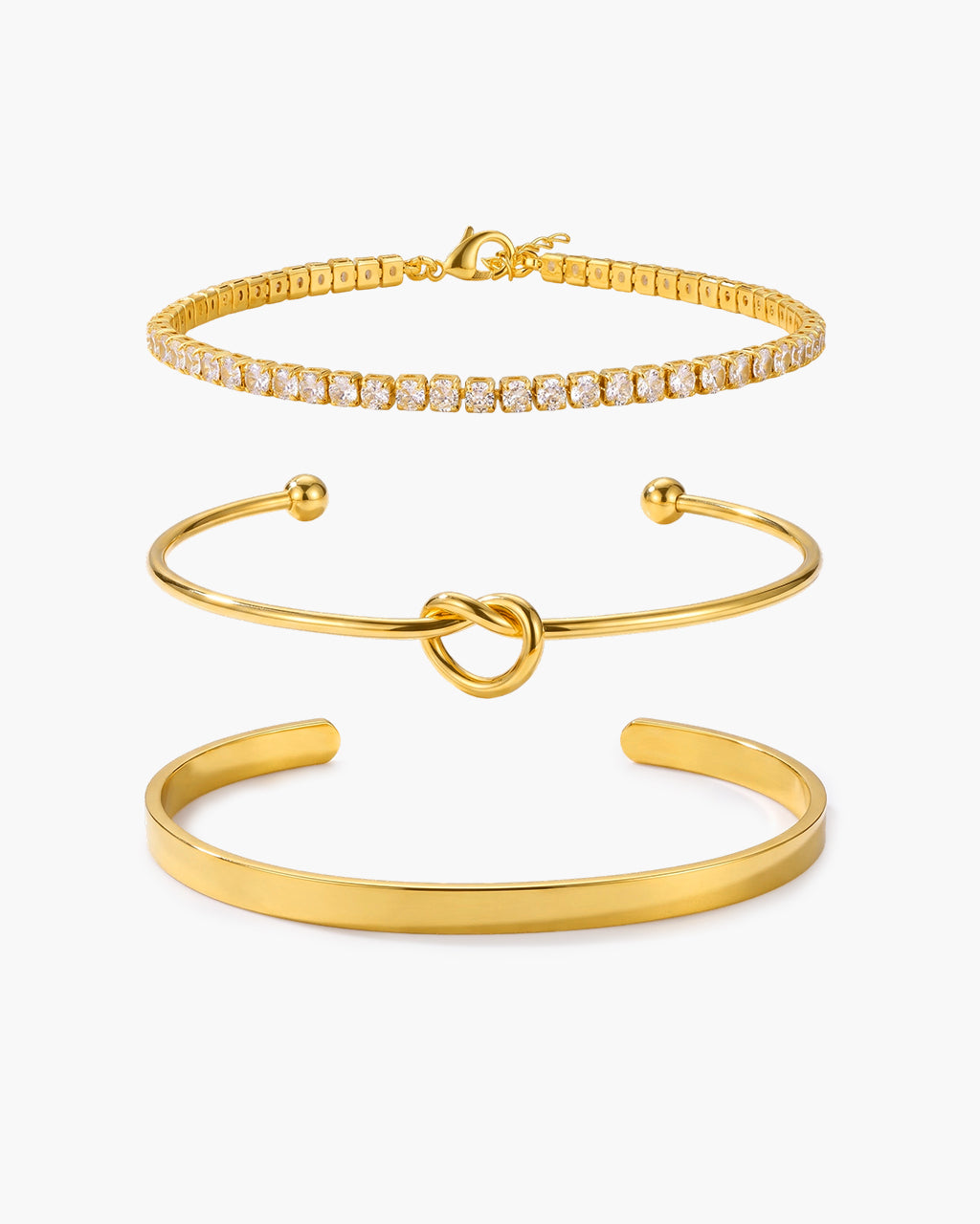Sparkle Love Knot Trio Gold Waterproof Bracelet Bundle