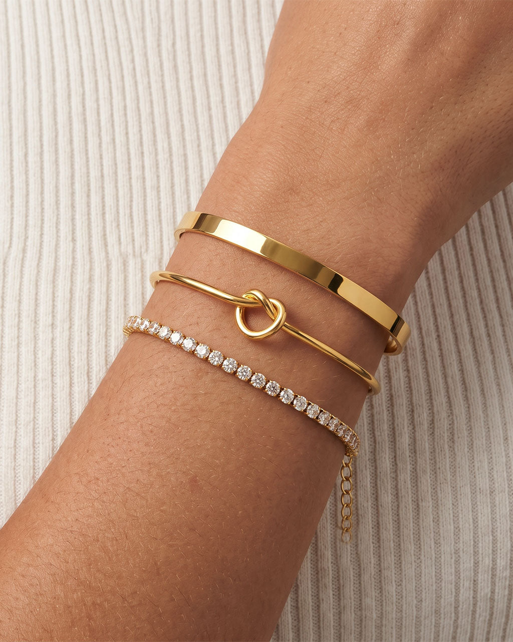 Sparkle Love Knot Trio Gold Waterproof Bracelet Bundle