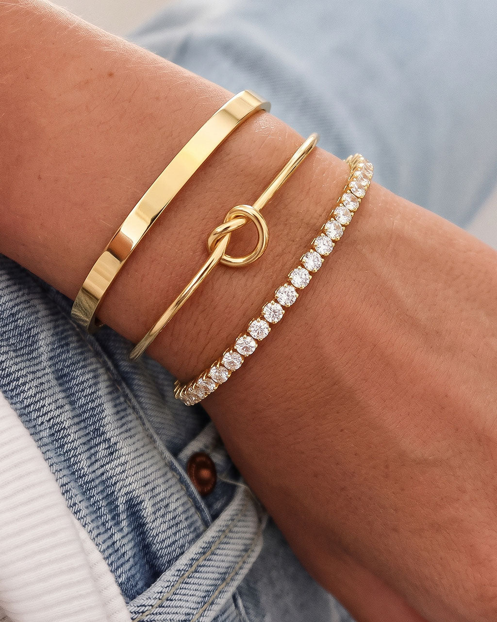Sparkle Love Knot Trio Gold Waterproof Bracelet Bundle