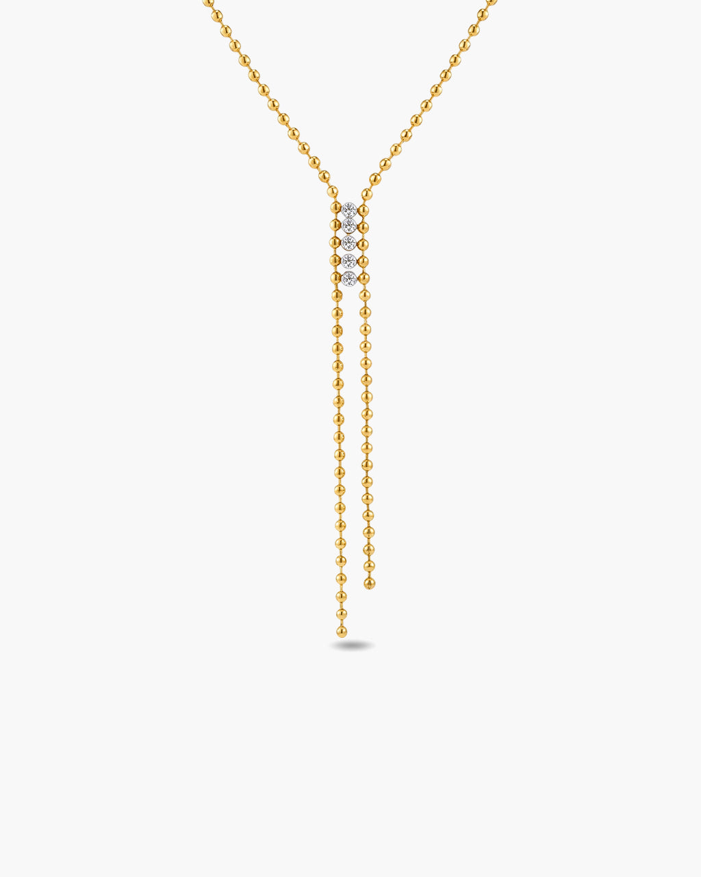Sparkly Beaded Tassel Y Waterproof Gold Necklace